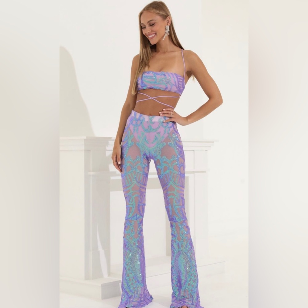 Peony Sequin Two Piece Set in Purple Iridescent